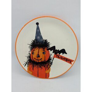 Transpac Plate Halloween Trick or Treat Jack O Lantern HTF 8.25" READ